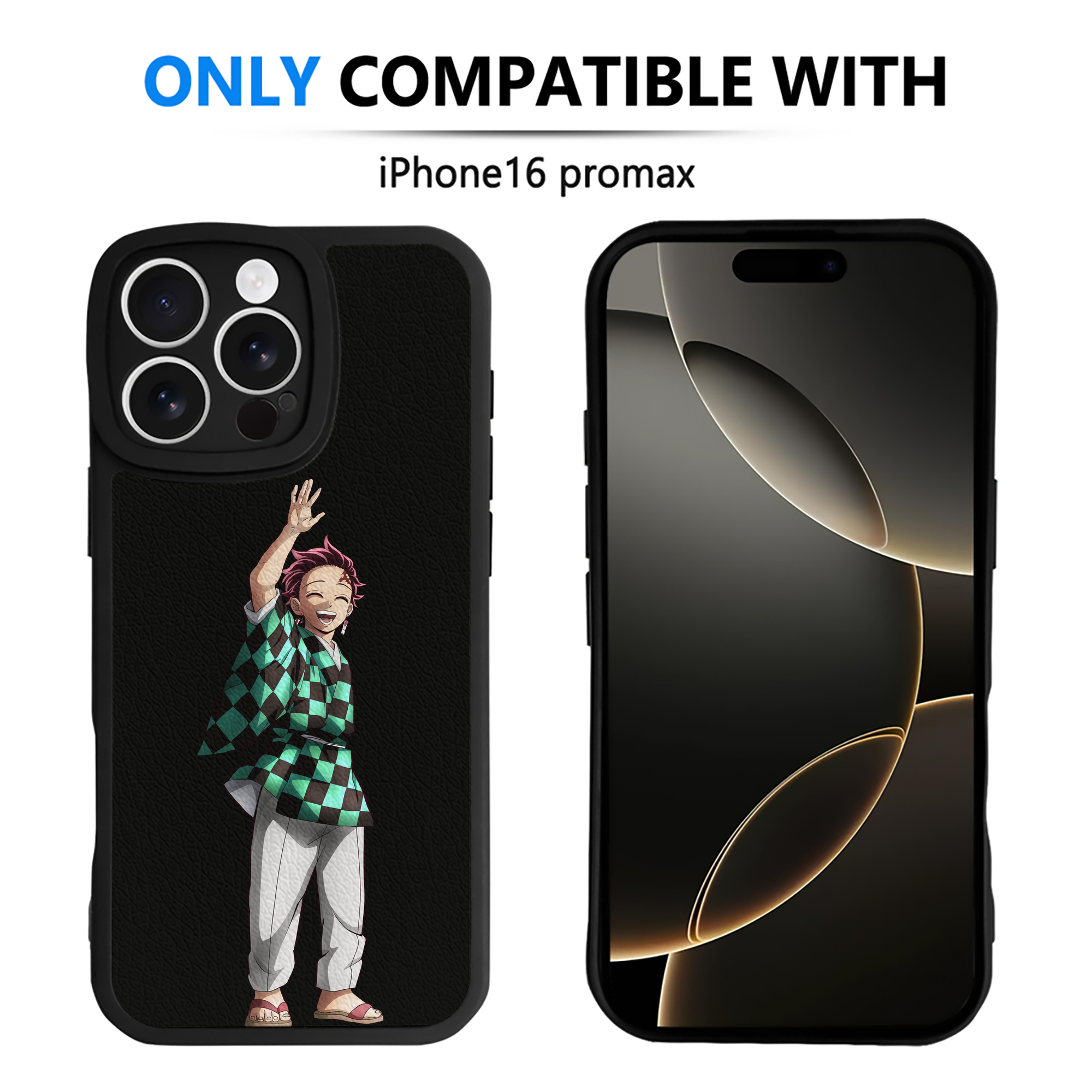 （画像用） 鬼滅の刃 竈門 炭治郎／かまど たんじろう Kamado Tanjirou 【iPhone 16シリーズ対応】シリコンスマホケース（レザー調） 材質：シリコン